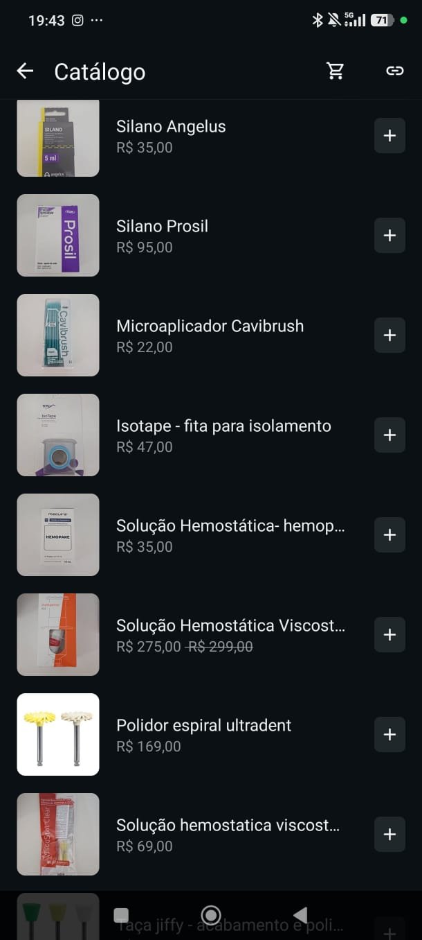 Catálogo de silanos e hemostáticos