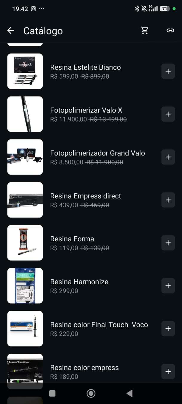 Catálogo de resinas e fotopolimerizadores